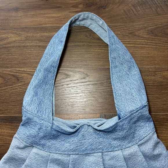 Denim Purse Tote Bag Light Denim Wash Jean Lined Clasp  Shoulder Bag Hobo Travel - Picture 3 of 11